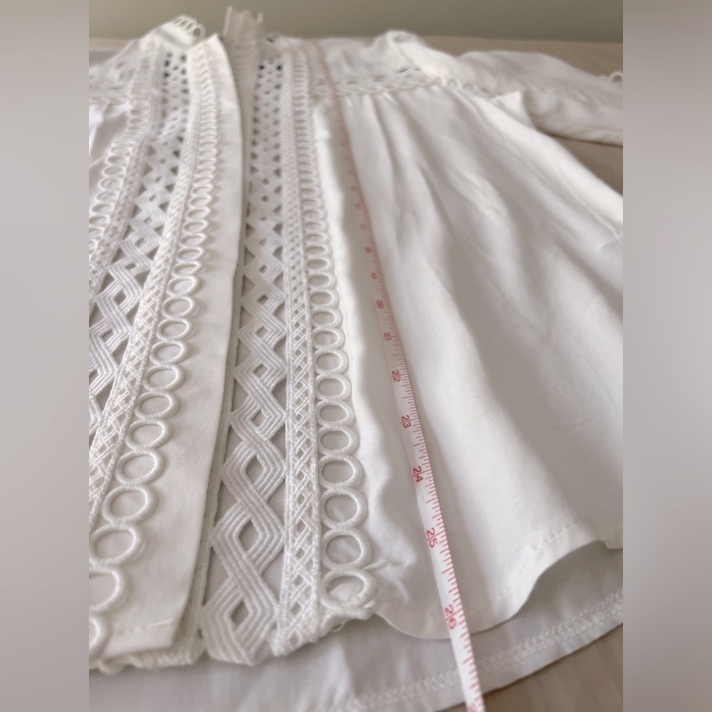 F21 Forever 21 Crochet Woven Lace Cutout Ivory White Blouse Womens L Large 8 - Picture 12 of 17